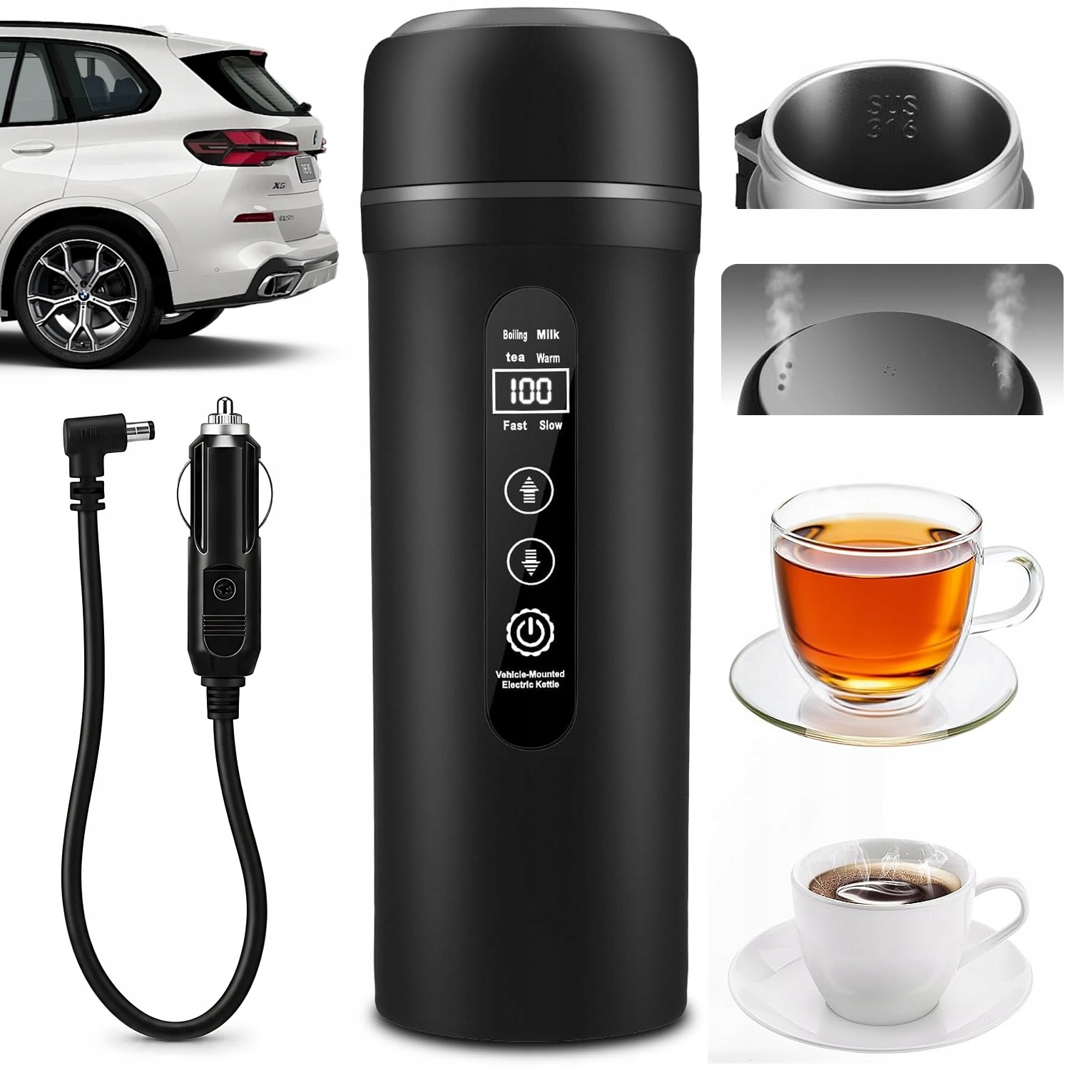 500 ML Rychlovarná Konvice Do Auta, Cestovní Hrnek Na Čajovou Kávu 12V24V