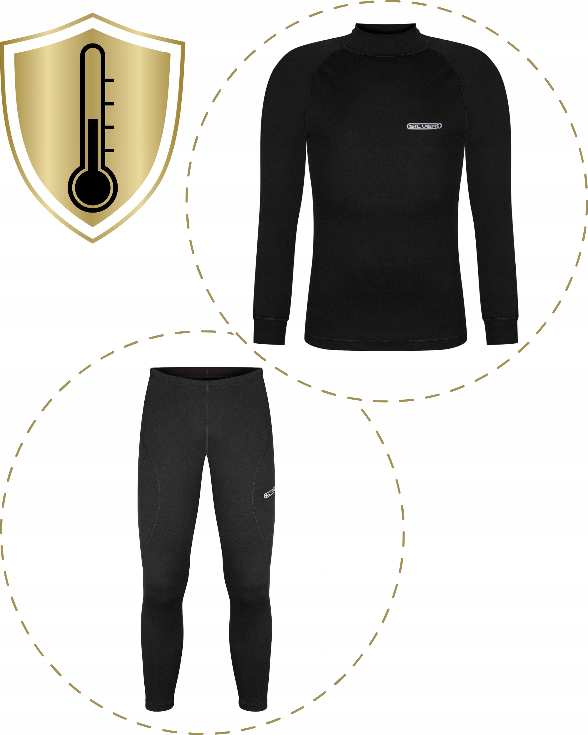 BIELIZNA TERMOAKTYWNA DAMSKA L CIEPŁA MESZEK ODBLASK NANOSREBRO SILVER+ PL Kolor czarny