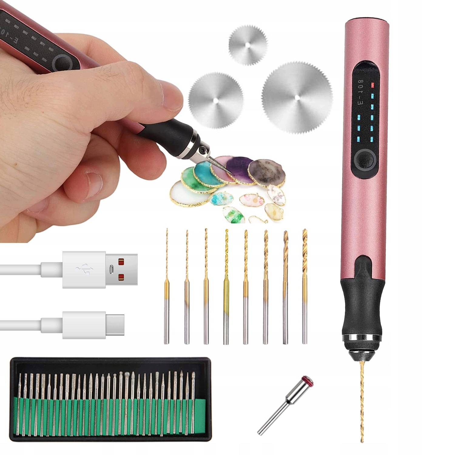 Akumulátorová Mini Ruční Vrtačka Se 3 Rychlostmi A 8 Malými Vrtáky