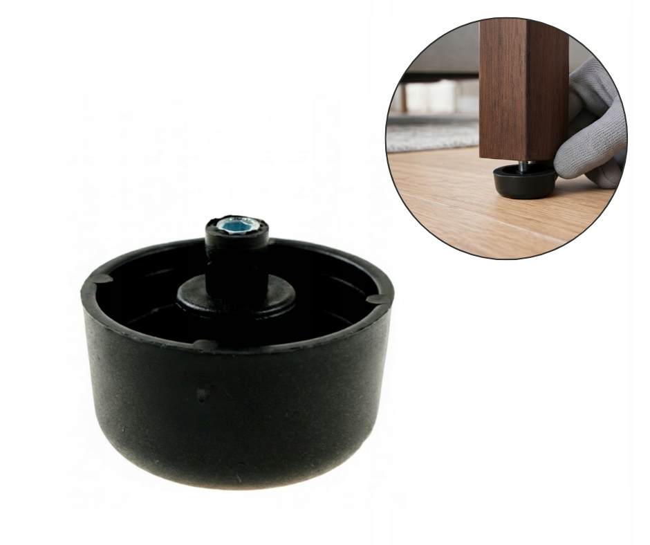 100 X Patka Na Nábytek Skluzavka Nábytková Nastavitelná Pod Nábytek Fi 50 mm Černá