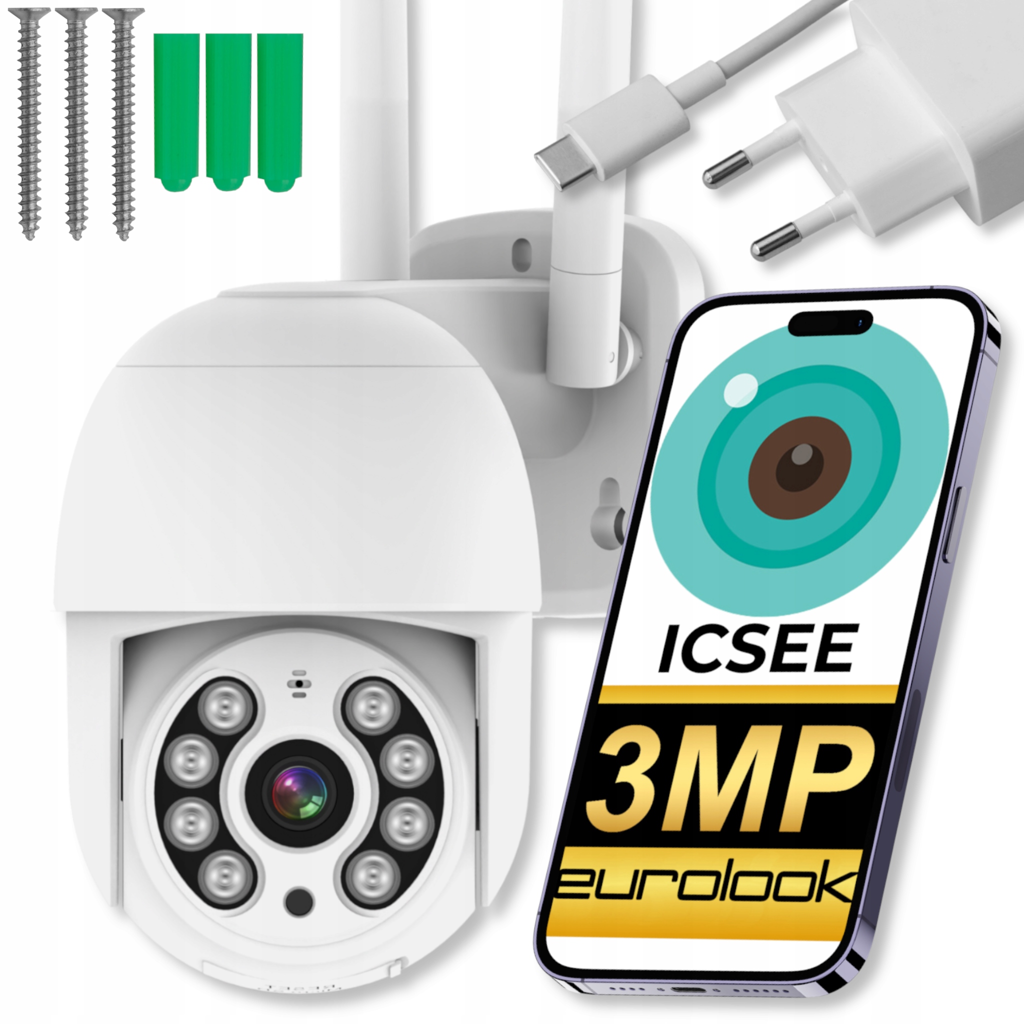 Venkovní Wifi Kamera Fullhd 3MPX Otočná 3MP 4X Zoom Detekce Monitorování