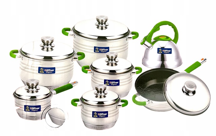 Súprava hrncov Hrnce 13 kusov kanvica HF-4458 Zelená