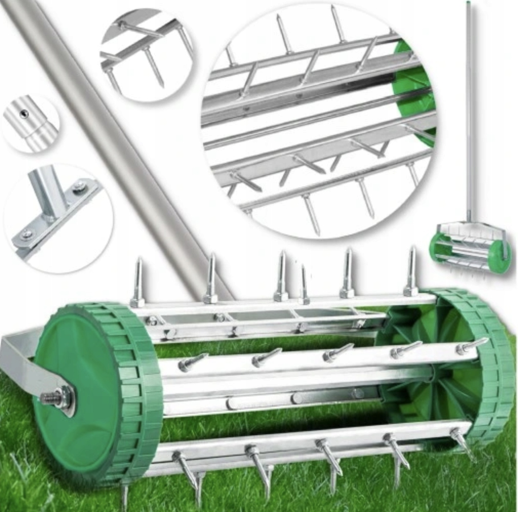 AERATOR do trawnika WERTYKULATOR RĘCZNY OBROTOWY WALCOWY TRAWY MURAWY KOLCE