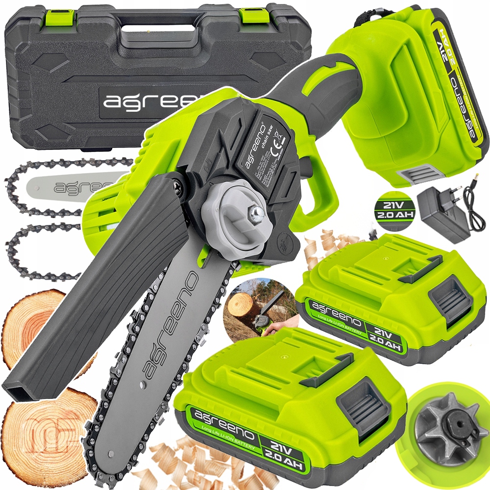 Akumulatorowa Pilarka Piła Łańcuchowa Do Drzewa 6 cali 2x Aku Walizka AG065