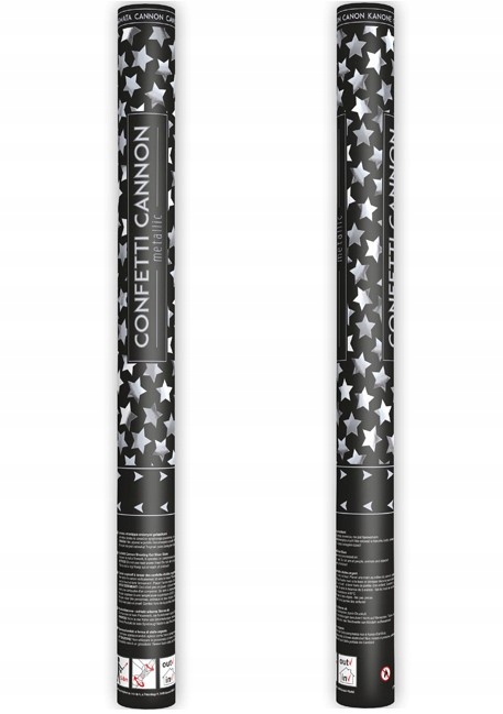 TUBA STRZELAJĄCA KONFETTI SREBRNE METALICZNE GWIAZDKI NA ŚLUB WESELE 60 CM Nazwa Tuba strzelająca konfetti srebrne metaliczne gwiazdki60 cm