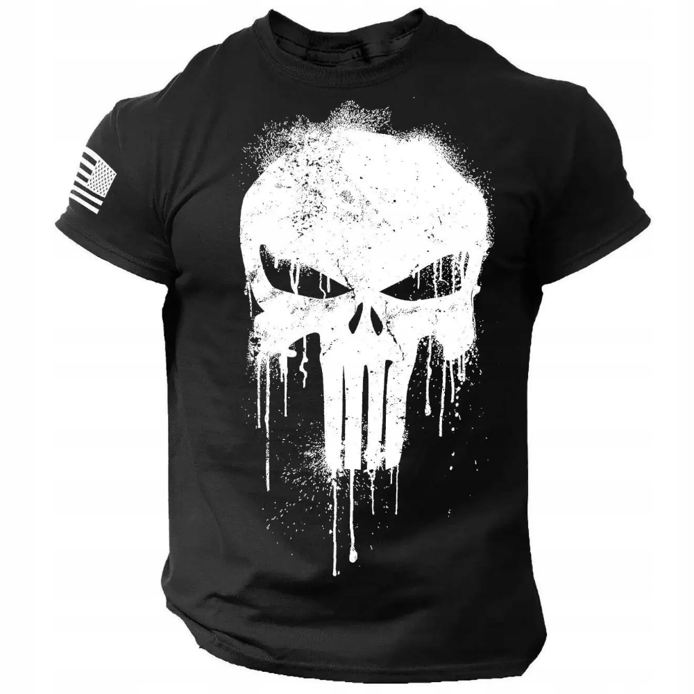 GYM WEAR Koszulka na siłownię ODDYCHAJĄCA Premium BLACK SKULL czarna roz.XL