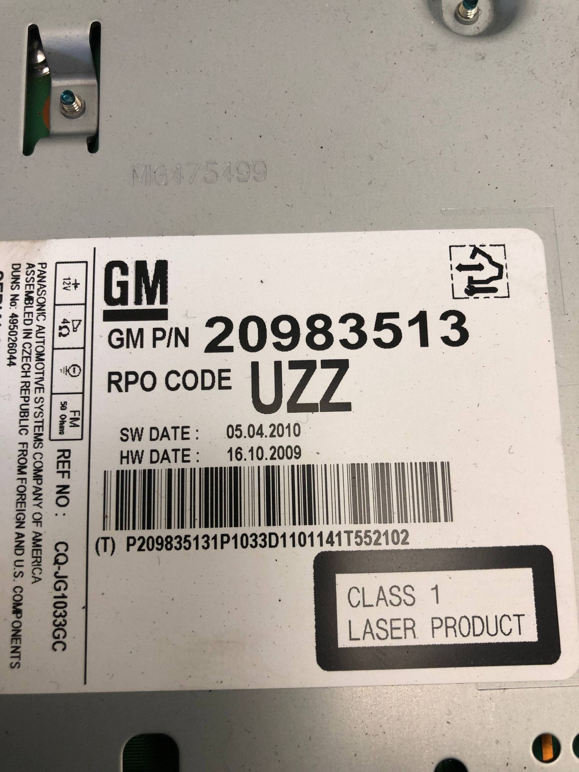 RADIO CD OPEL ASTRA J 20983513