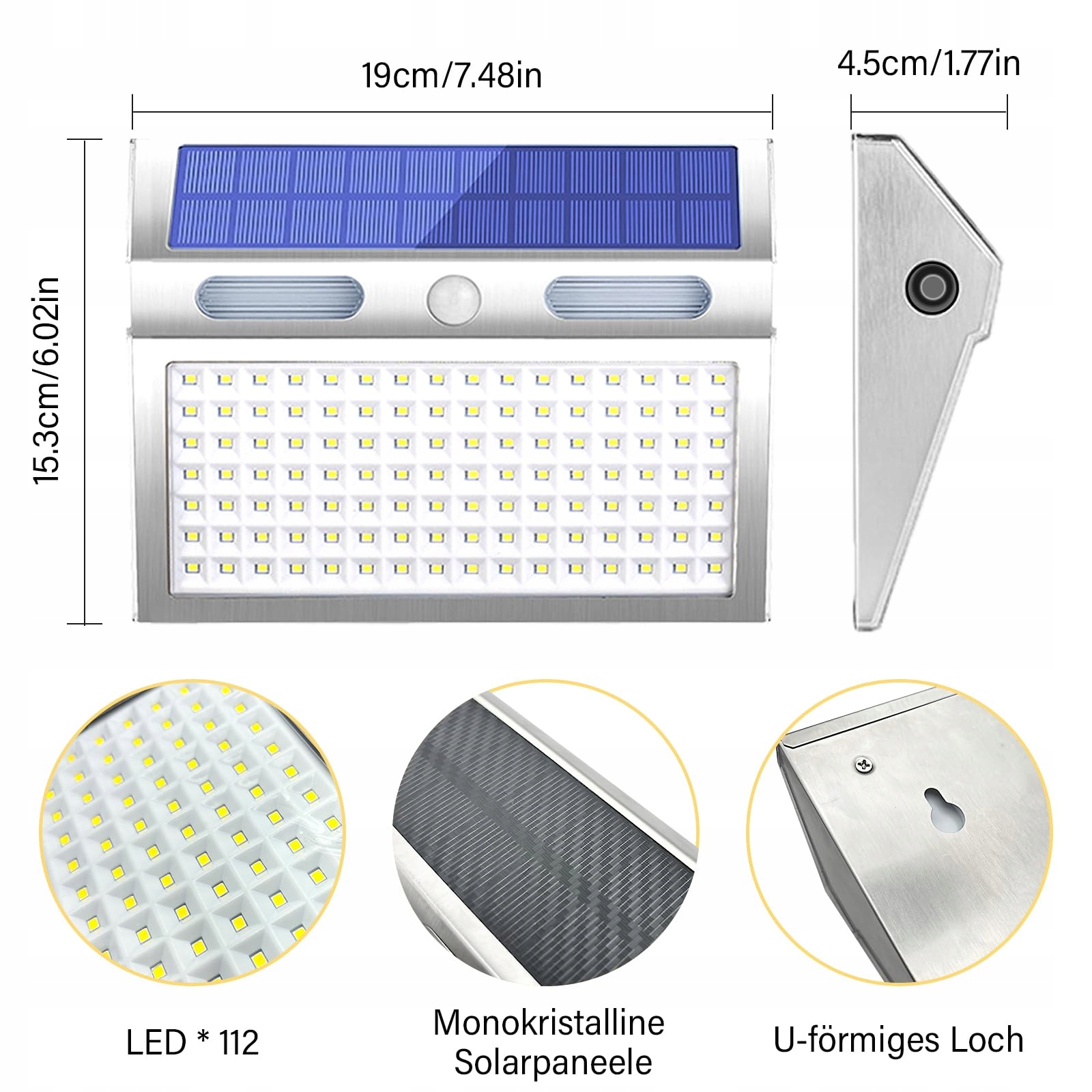 TOTHDATE Solarna Lampa Z Czujnikiem Ruchu 112 LED IP65 Do Ogrodu i Garażu — miniatura 7