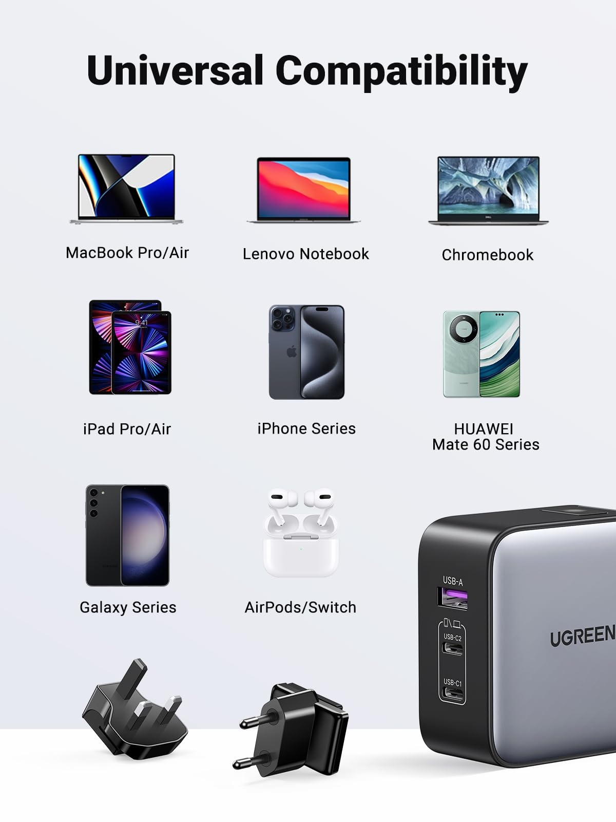 UGREEN Nexode 65 W USB C ładowarka GaN zasilacz sieciowy 3-portowa — miniatura 5