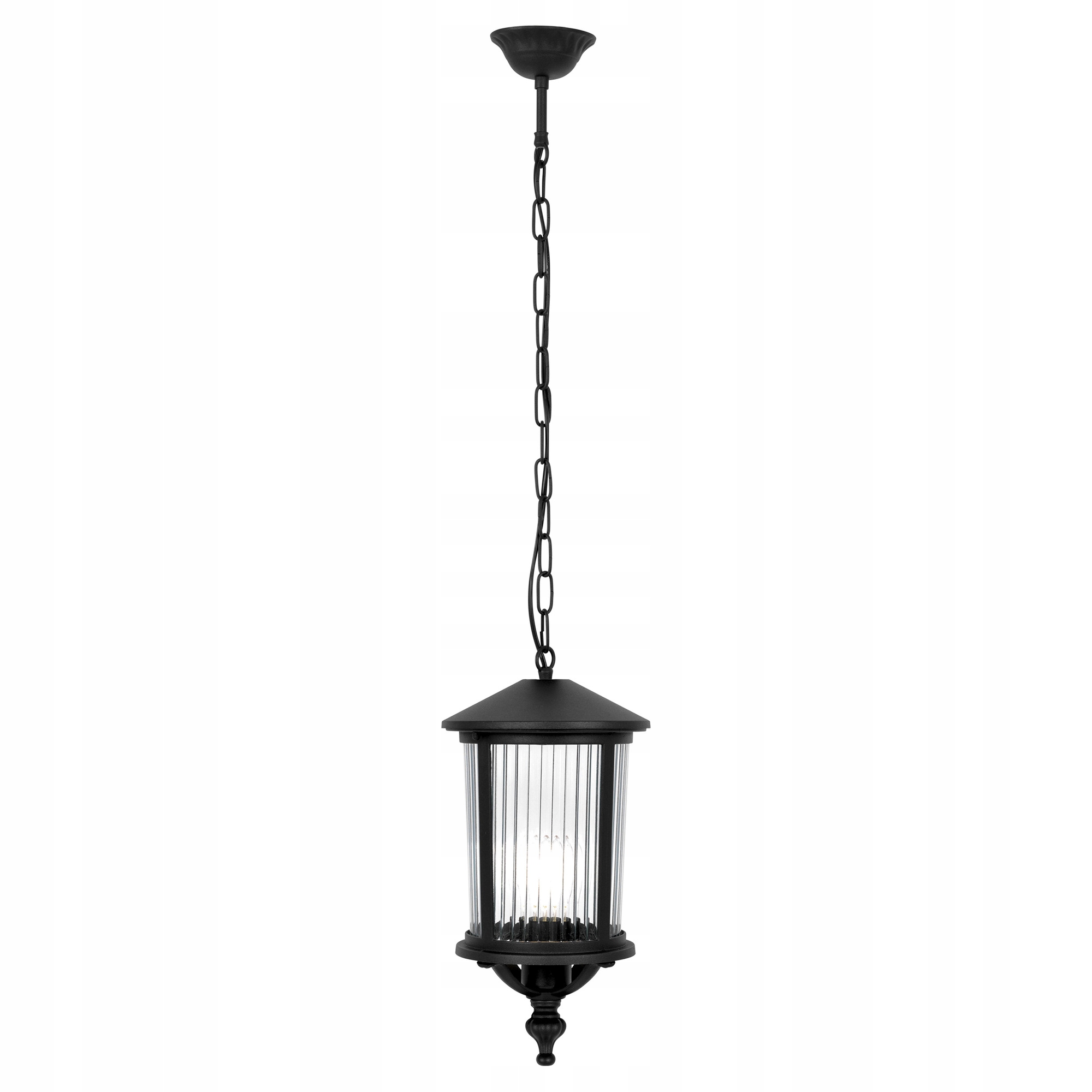 Závesná lampa na terasu, balkón, čierna s vonkajším sklom IP44 Miami