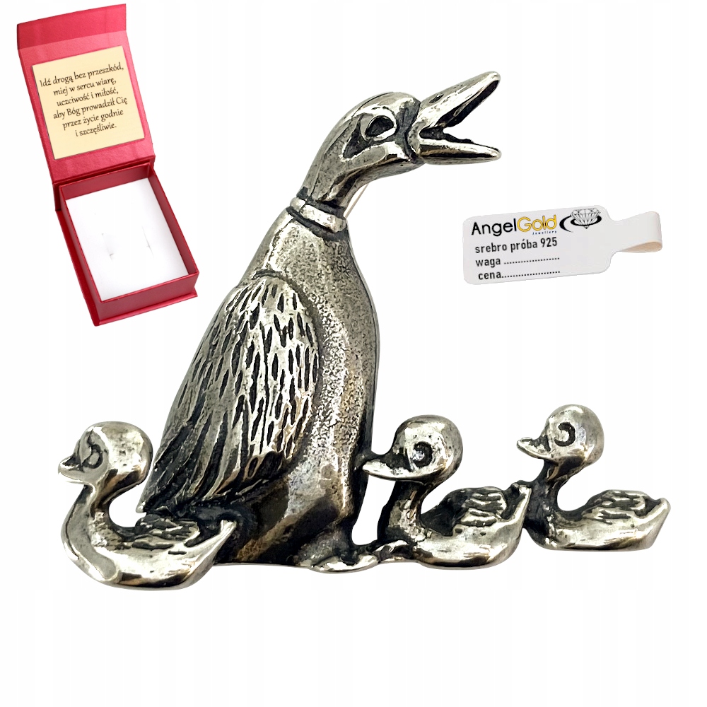 Roztomilá Brož Kačenky Kachna Oxidované Stříbro 925