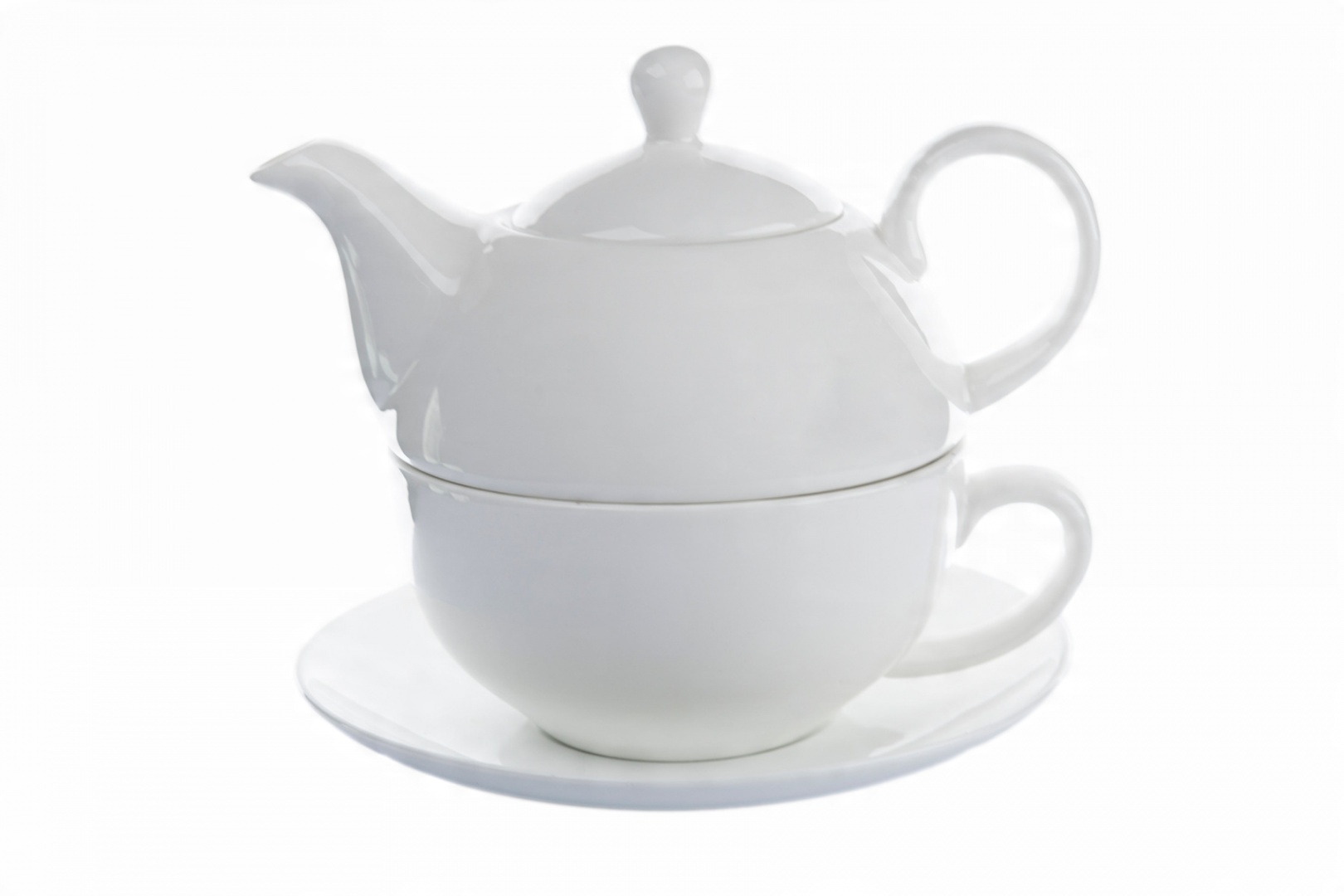 

Biała filiżanka z dzbanuszkiem tea for one