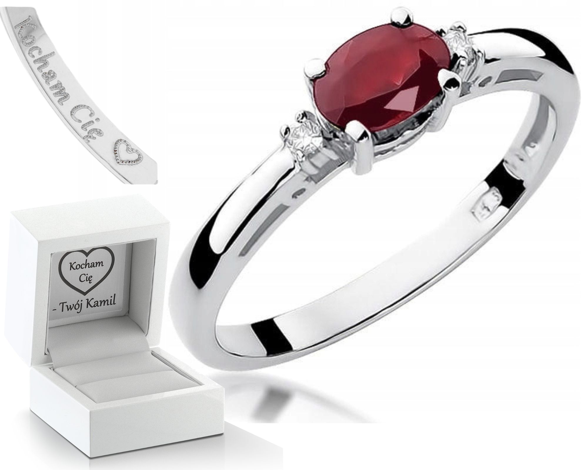 Prstýnek S Rubínem A Briliantem 585 Gravírování