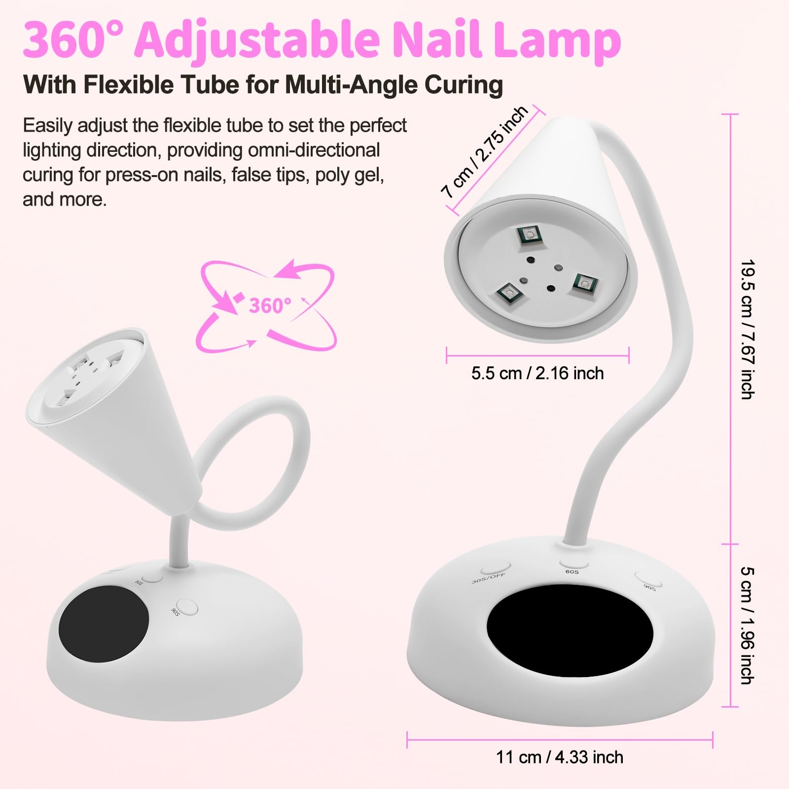 CGBE Mini Lampa UV Do Paznokci 18W LED Z Czujnikiem I Wyświetlaczem LCD — miniatura 3