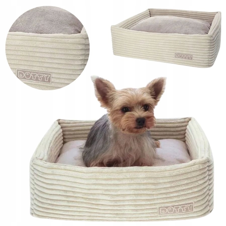 Levně Pelíšek pro psa pro kočky gauč pohovka pro psa Dotty krémový samet M