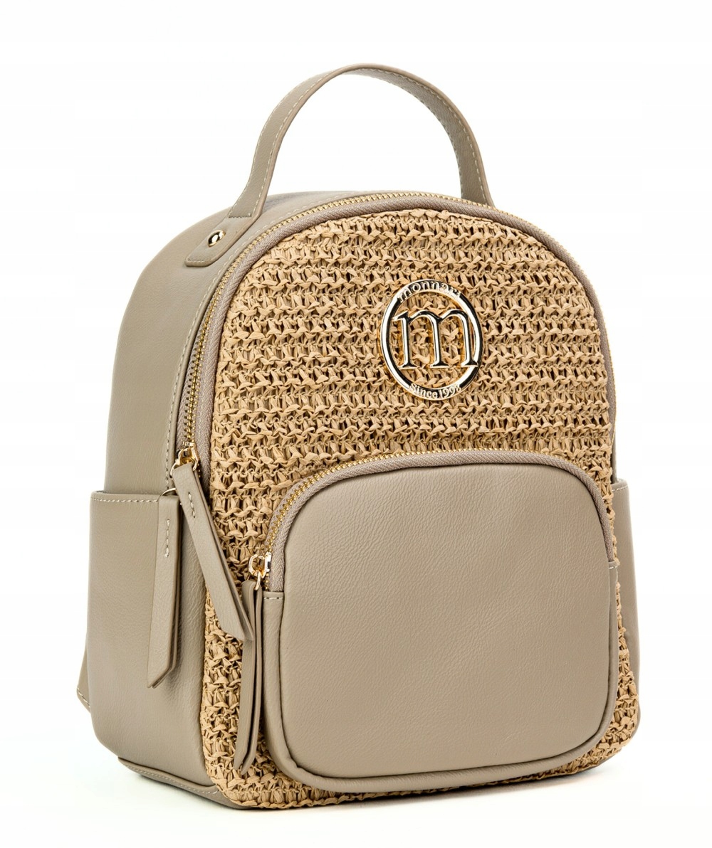 Monnari Premium Collection Efektowny zgrabny plecak damski Plecionka Logo