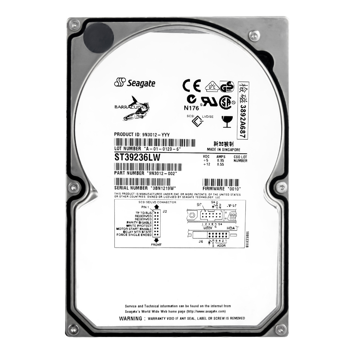 Seagate 9,2 Gb 7,2K 2 Mb Scsi U160 3,5'' ST39236LW