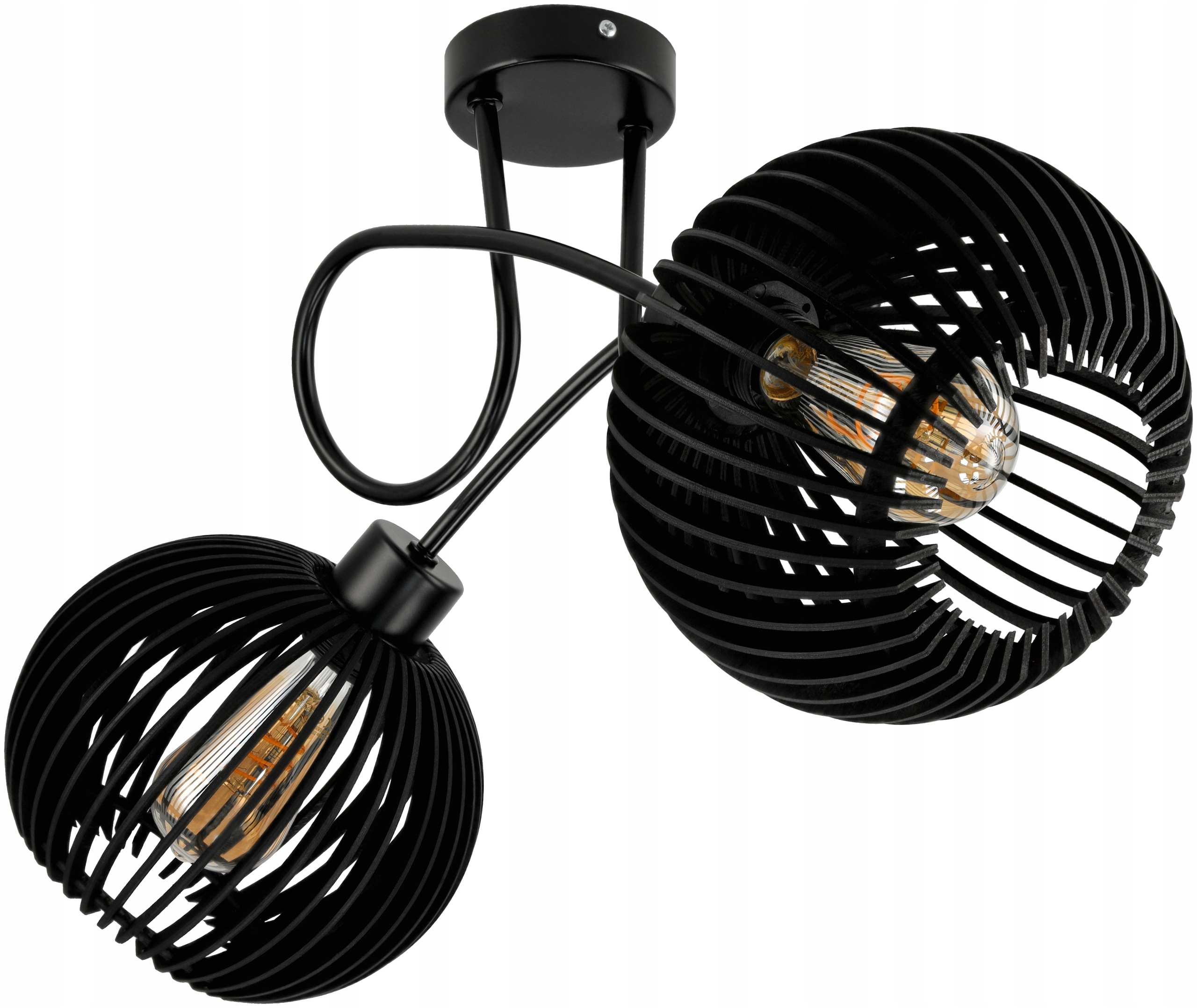stropní svítidlo Led Loft Zavinovací lustr 2XE27 Dřevěná černá do pokoje