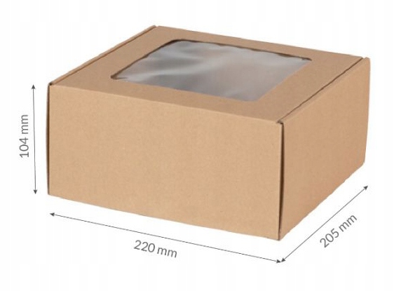 PUDEŁKO PREZENTOWE Z OKIENKIEM NATURALNE Kartonowe 200X200X100 20x20x10cm Rodzaj fasonowy