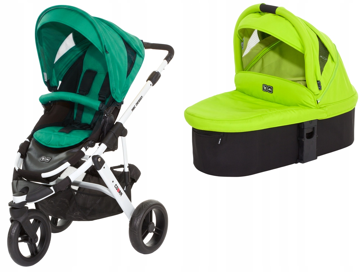 Abc Design Cobra Wózek Wielofunkcyjny 3-KOŁOWY 2w1 Spacerówka Gondola Lime