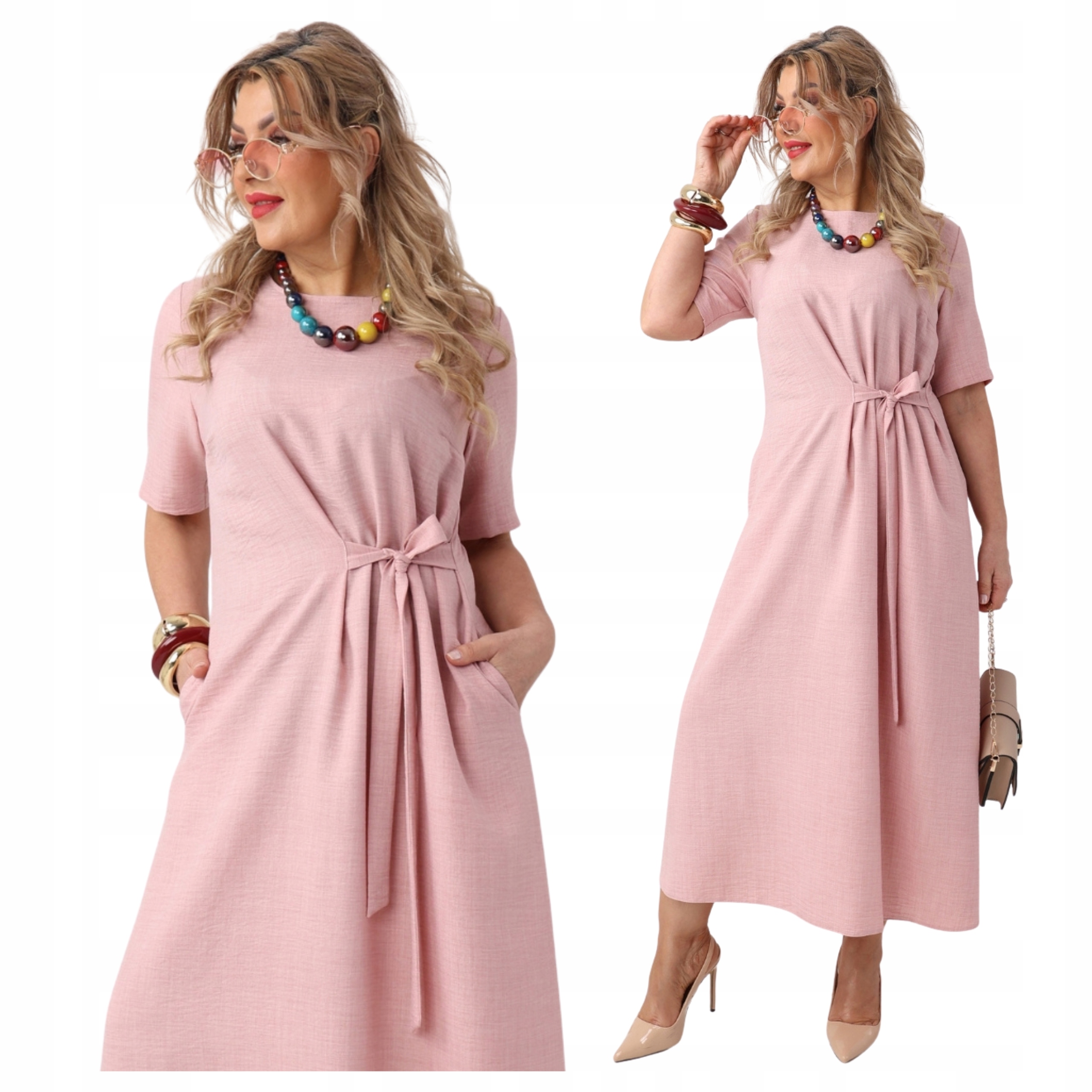 Zwiewna sukienka rozkloszowana Polski Producent duże rozmiary