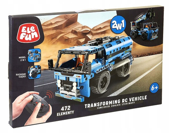 ELEFUN SAMOCHÓD ZDALNIE STEROWANY 2w1 Z KLOCKÓW 472 ELEMENTY