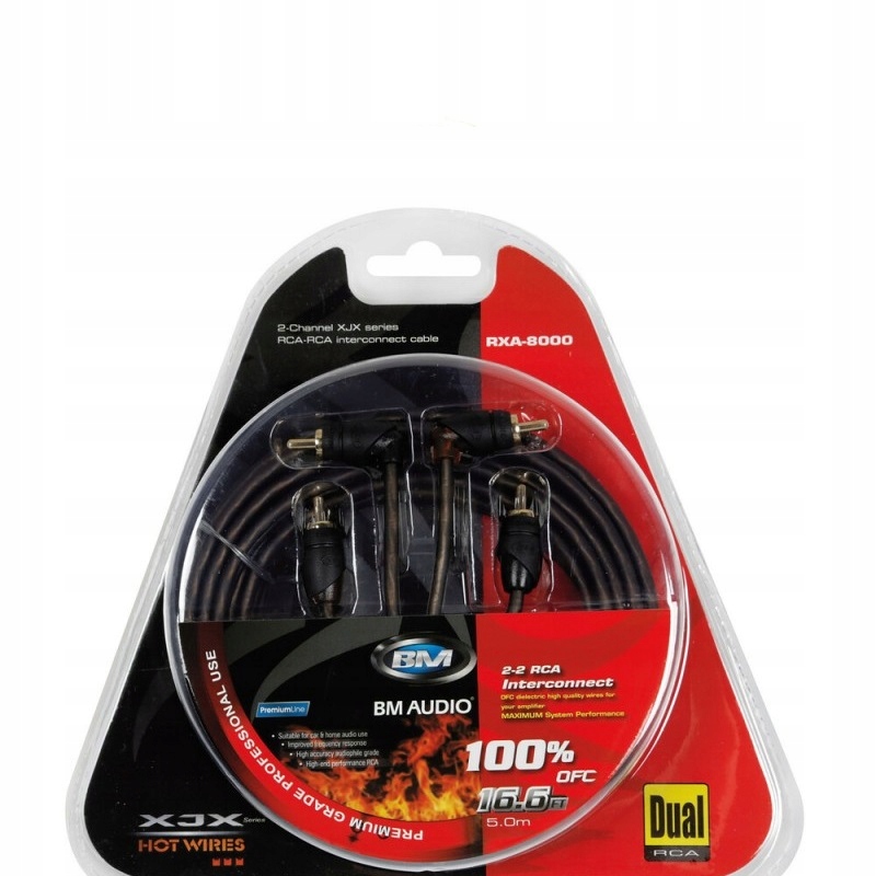 KABLE SYGNAŁOWE DO WZMACZA SMOCHODOWEGO BOSCHMANN RXA-8000 2Xrca 5m
