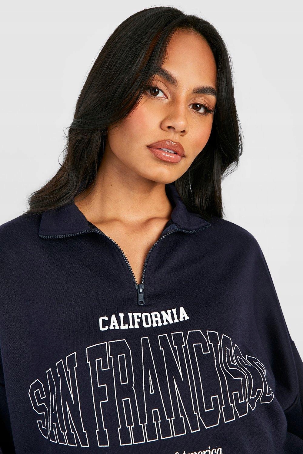 T11101 *BOOHOO CIĄŻOWA BLUZA DAMSKA Z NADRUKIEM SAN FRANCISCO L Rozmiar L