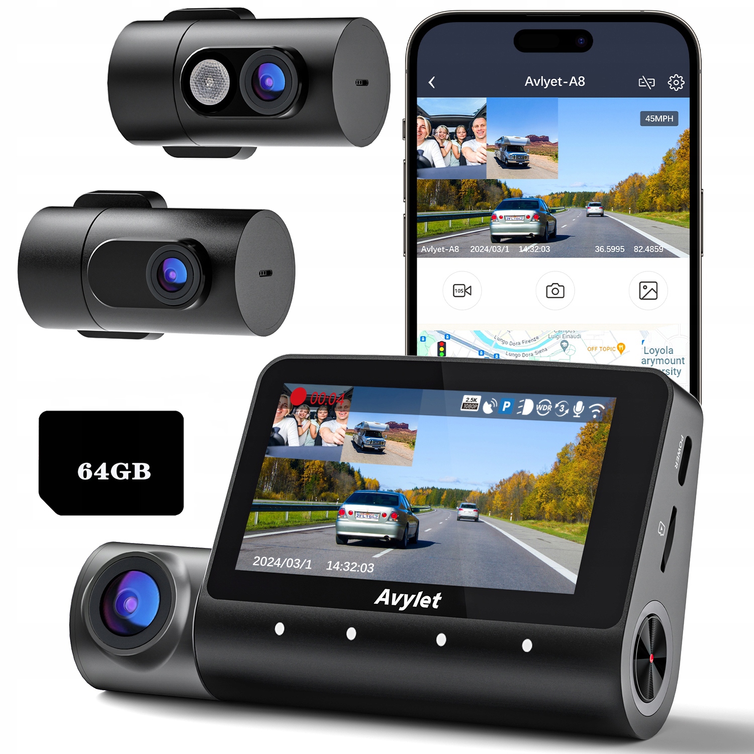 Automobilová Kamera Videorekordér 4K 3 Videokamery Záznamník Jízdy Sd