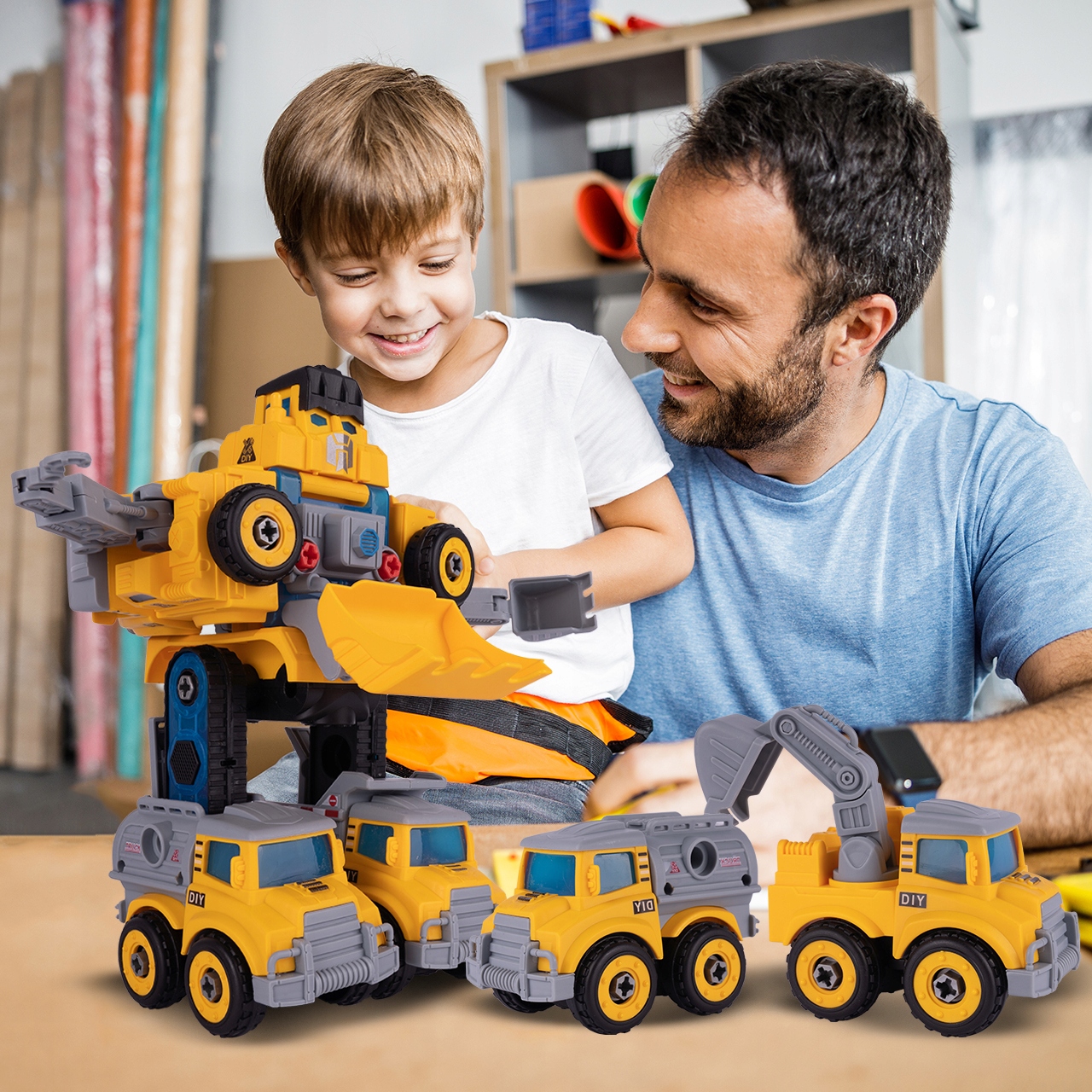 СТРОИТЕЛЬНЫЕ МАШИНЫ ДЛЯ СБОРКИ РОБОТА-ТРАНСФОРМАЦИИ ОТВЕРТКА БУЛЬДОЗЕР 5-В-1 Сборный тип