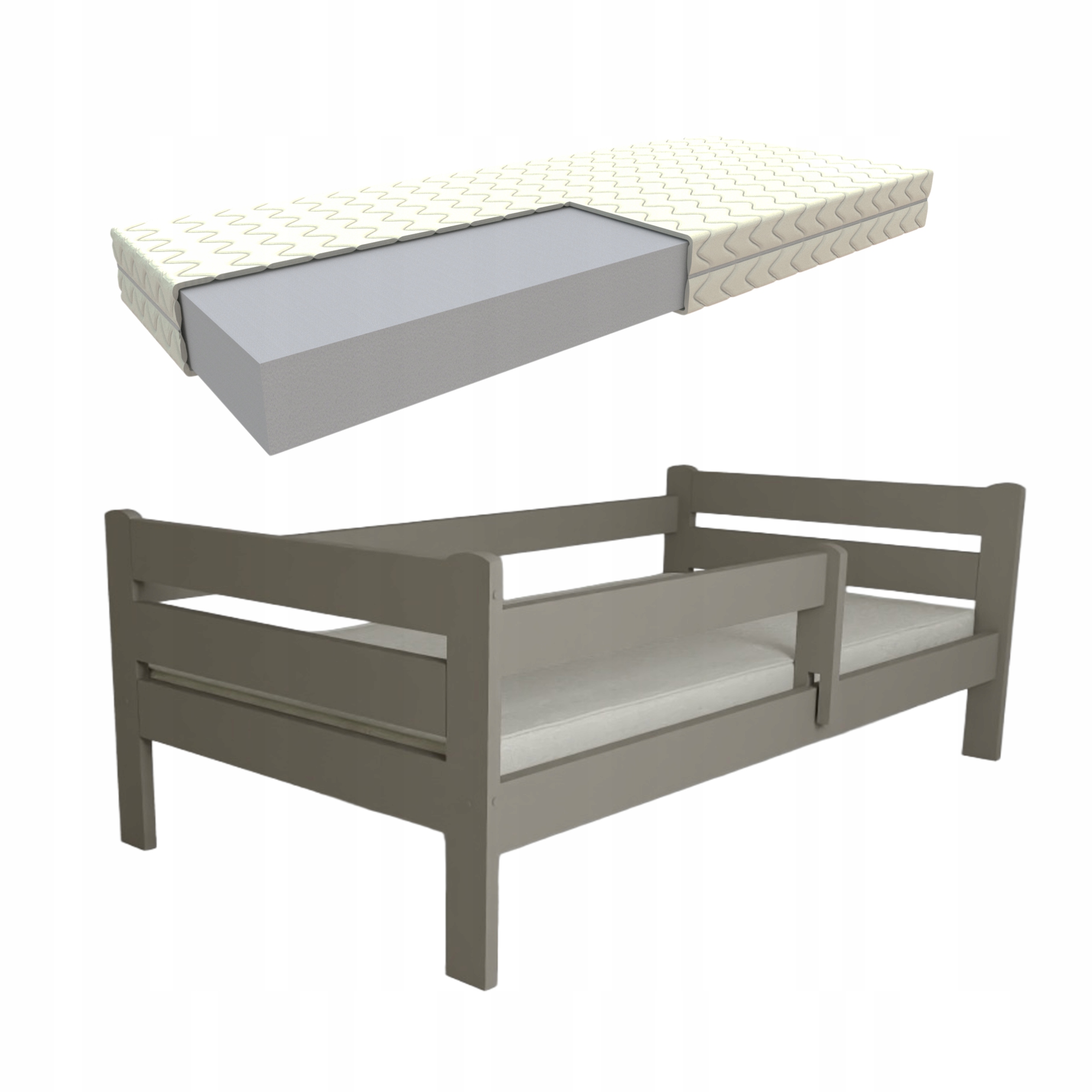 Dětská Postel Edi 80x200 Dřevěná Šedá S Matrací Rošt Bonus