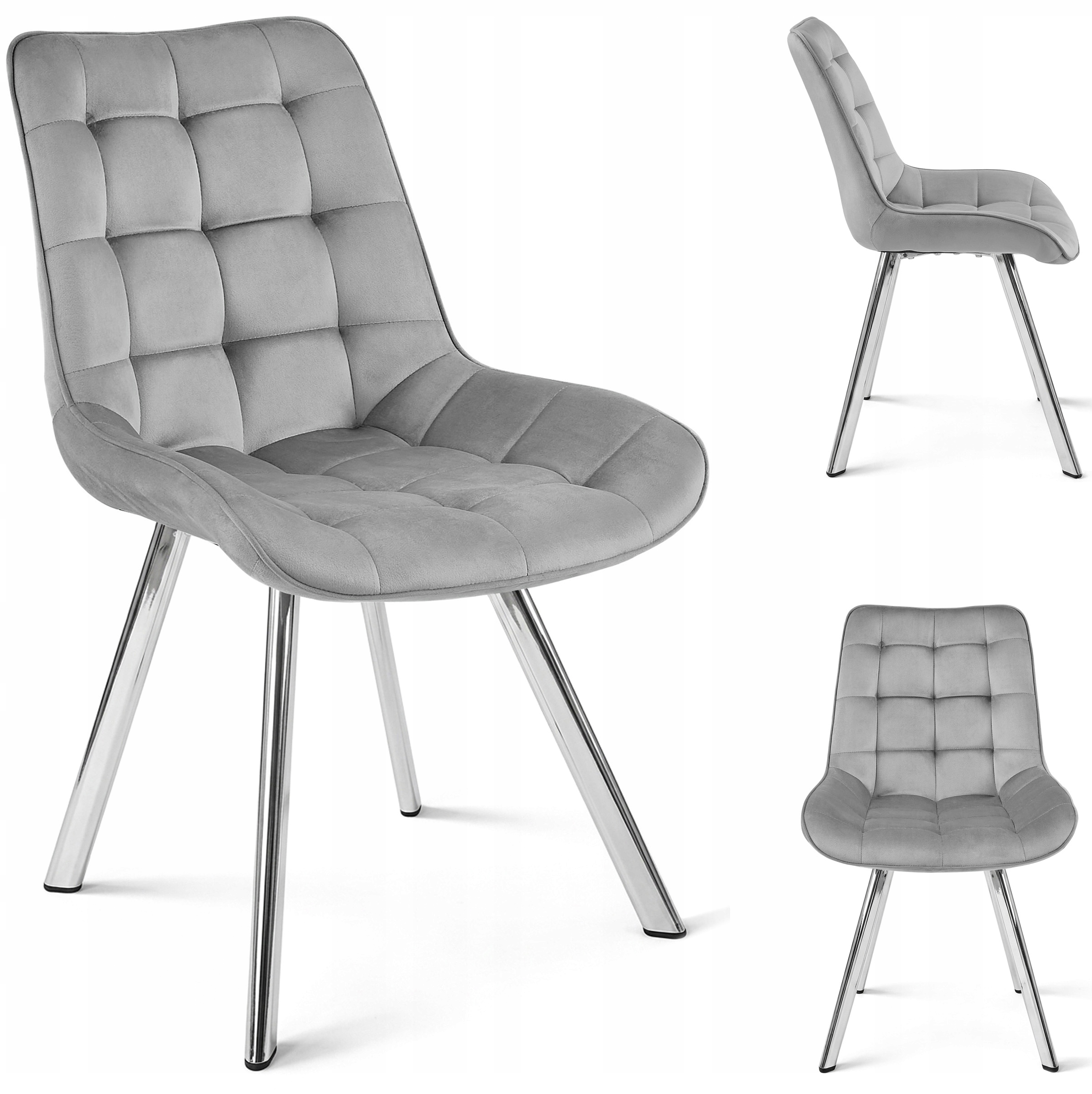 Krzesło Tapicerowane Welurowe Velvet Do Salonu Kuchni Jadalni Toro Szare