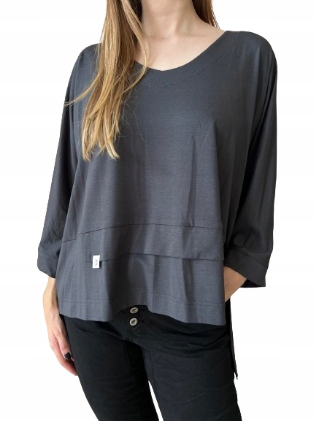 By O La La...! Asymetrická Halenka Basic V-neck Šedý Univerzální Křemen