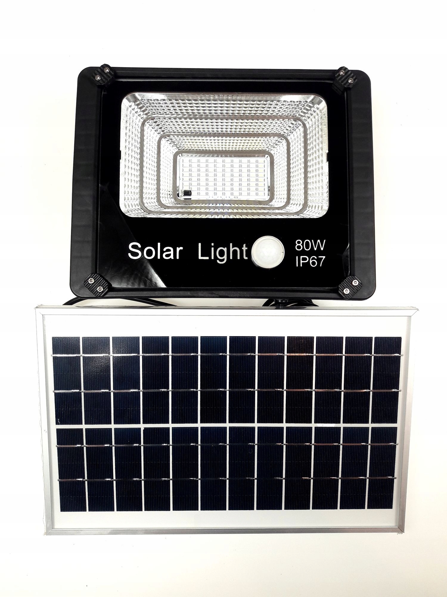 

Lampa solarna naścienna 80 W, pilot, zmierzchowa