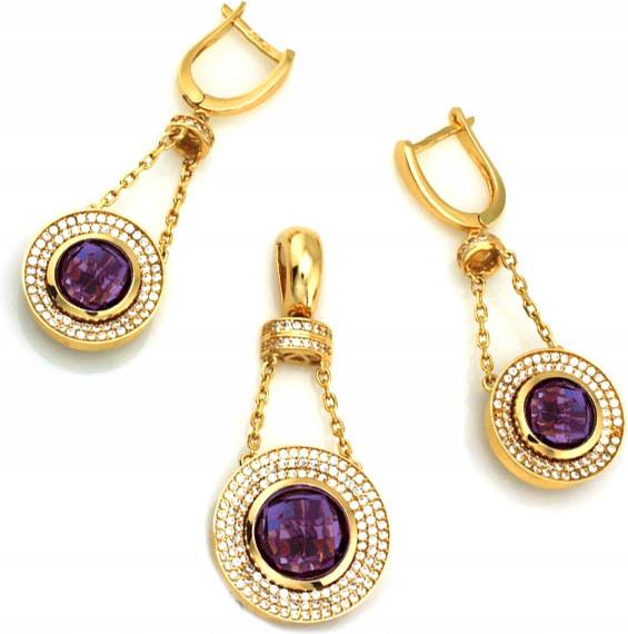 Zlatý Komplet Šperků 585 Závěsná Kolečka módní sada elegantních šperků