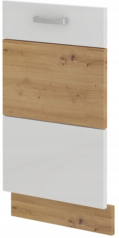 Přední strana do myčky nádobí 45 713x446. Bílý lesk Dub Artisan.