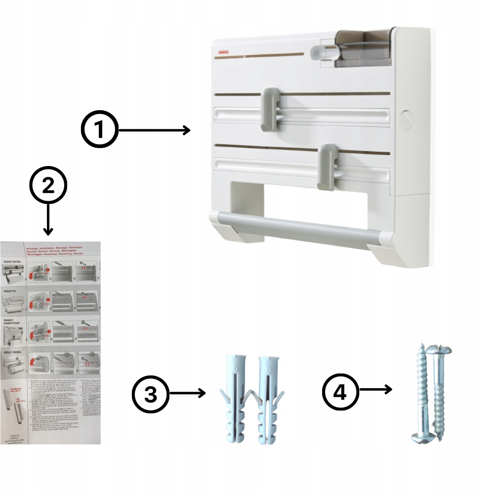 Organizer kuchenny 3w1 RĘCZNIK PAPIEROWY I FOLIA Kolor biały