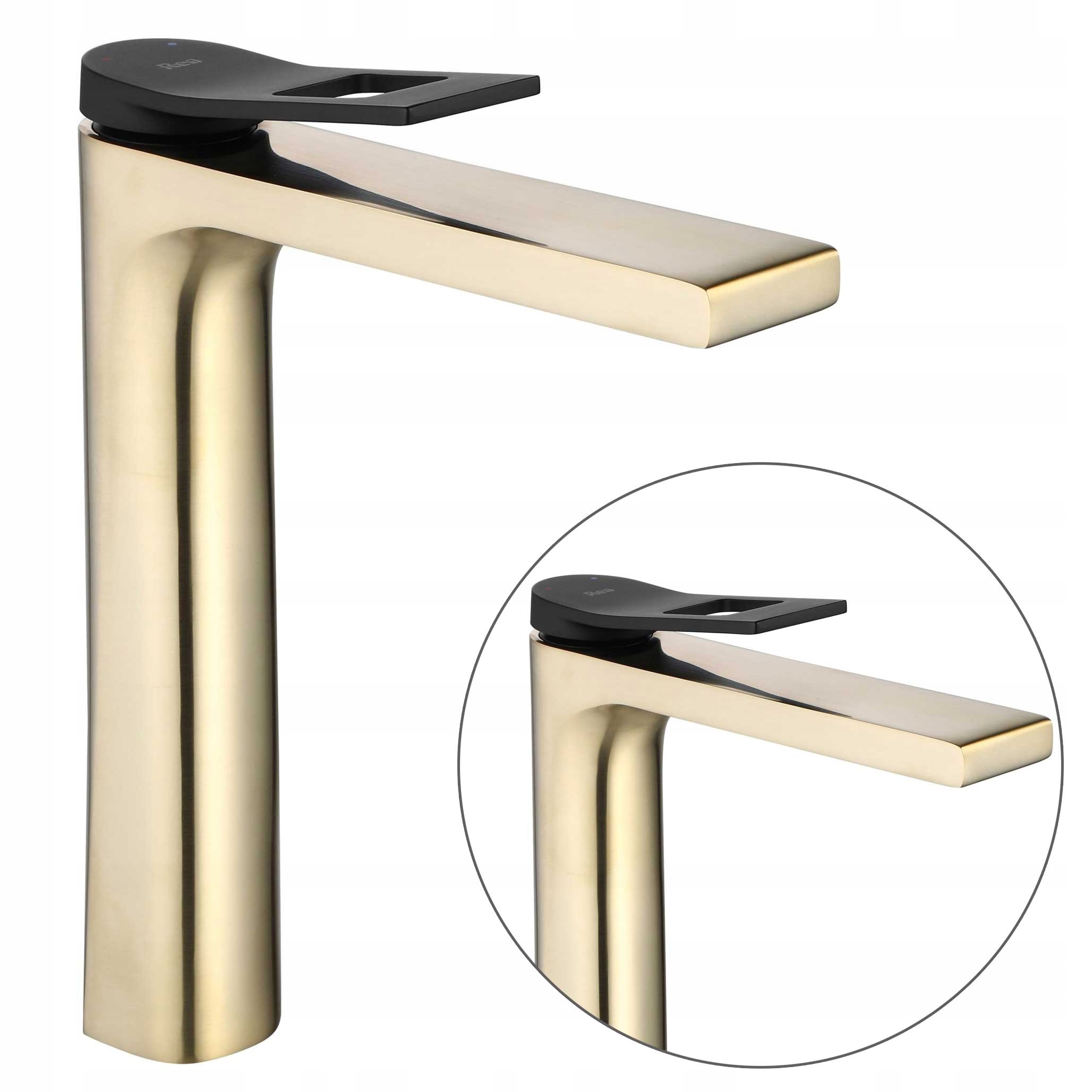 Umývadlová batéria Zlatá kartáčovaná stojaca Rea Soul vysoká