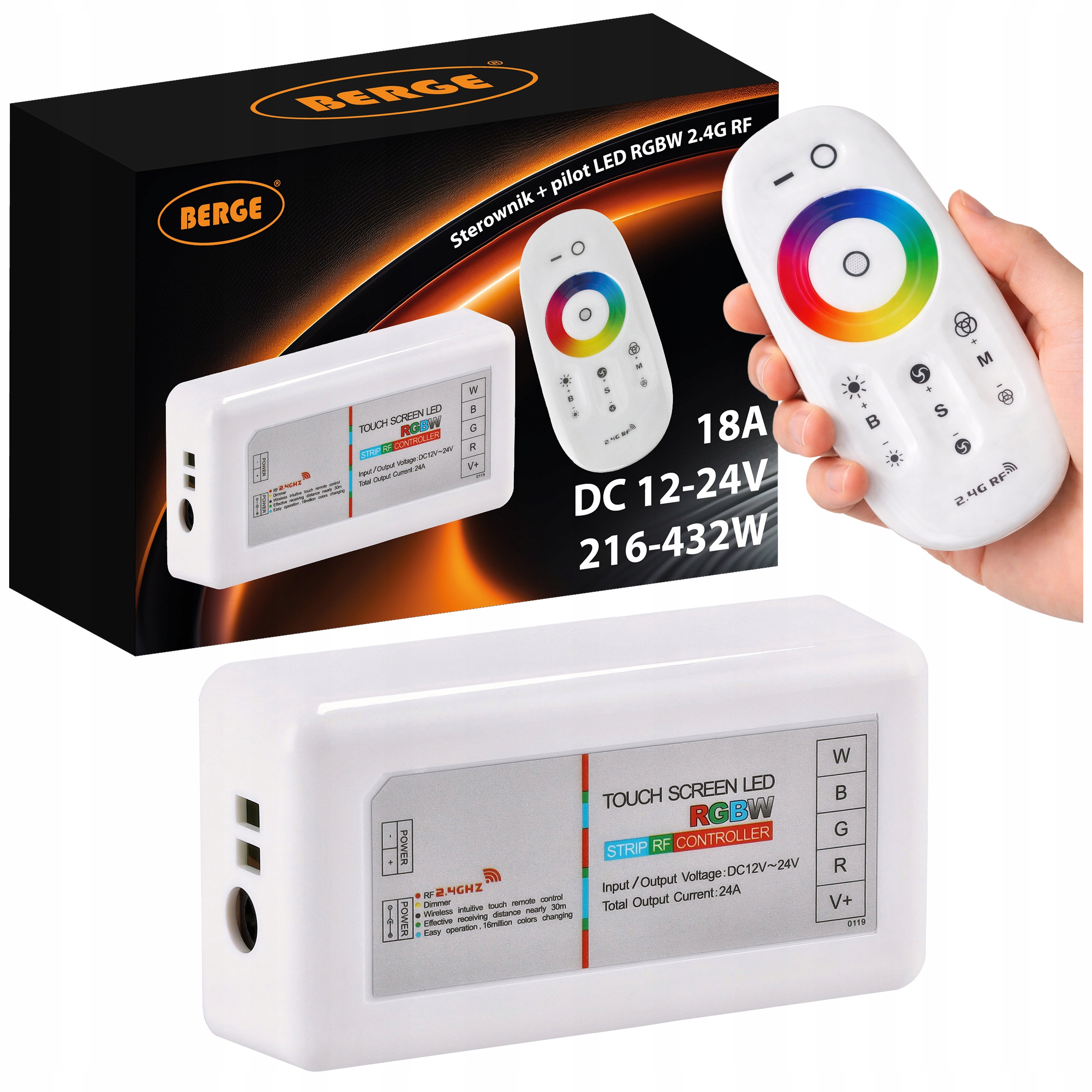 Sterownik Pilot LED RGB RGBW Kontroler Radiowy do Taśm LED 18A Dotykowy RF