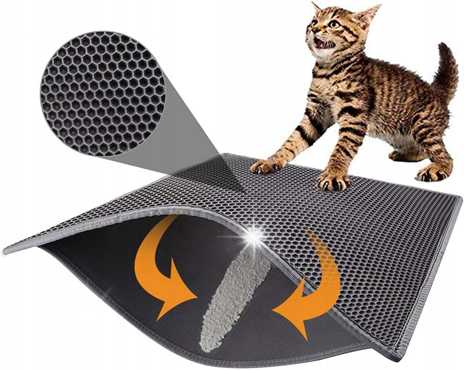 Levně Podložka Pod Záchod Pro Kočky Podložka Na Stelivo Velká Černá 76x61