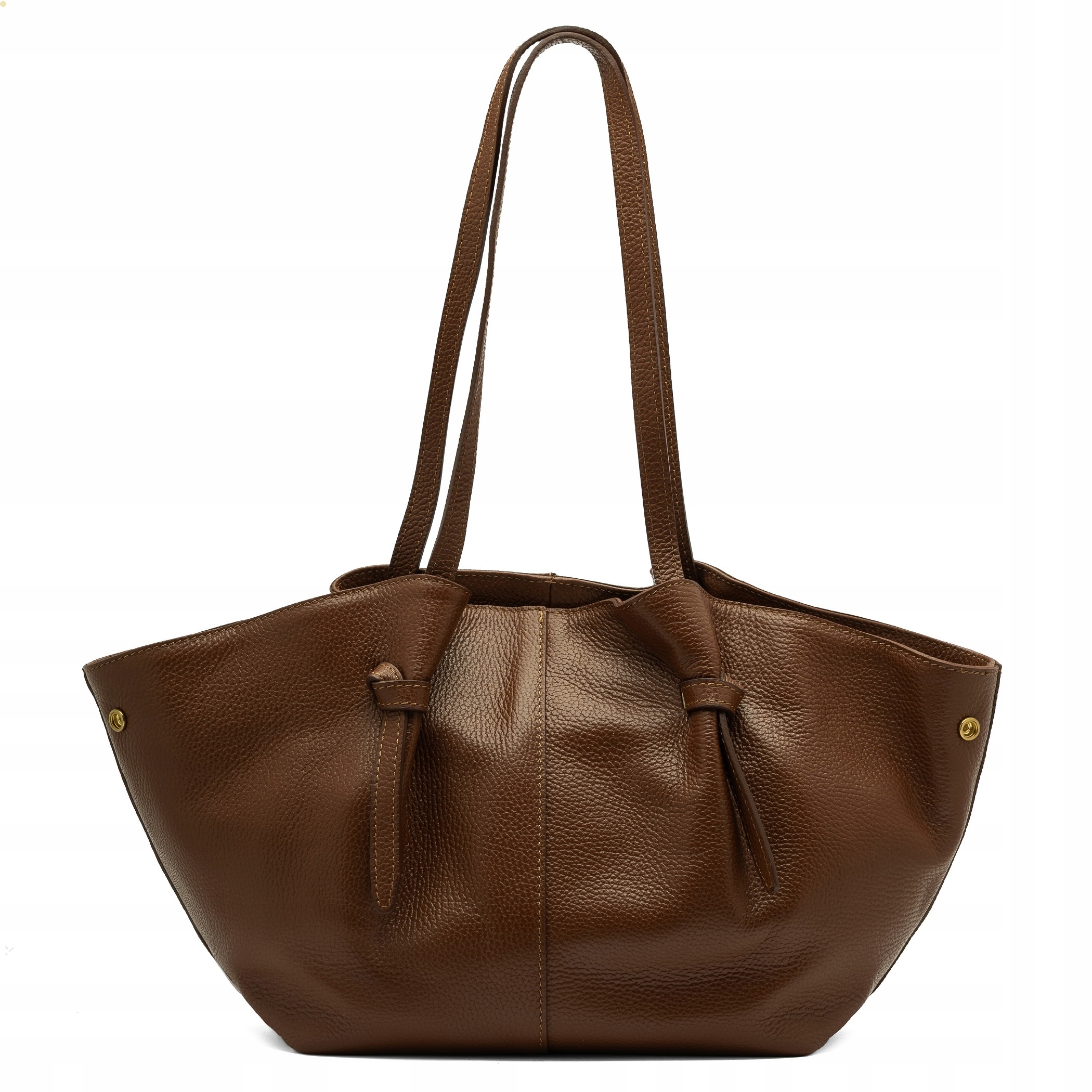 Dámská kabelka Vera Pelle elegantní kožená Shopper Loďka přes rameno Hnědá