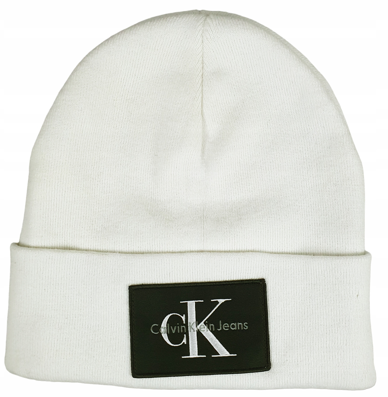 CALVIN KLEIN JEANS KLASYCZNA CZAPKA BEANIE ECRU ONE SIZE