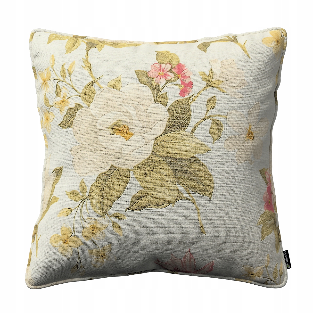 Povlak na polštář 60x60 velké květy na modrém pozadí