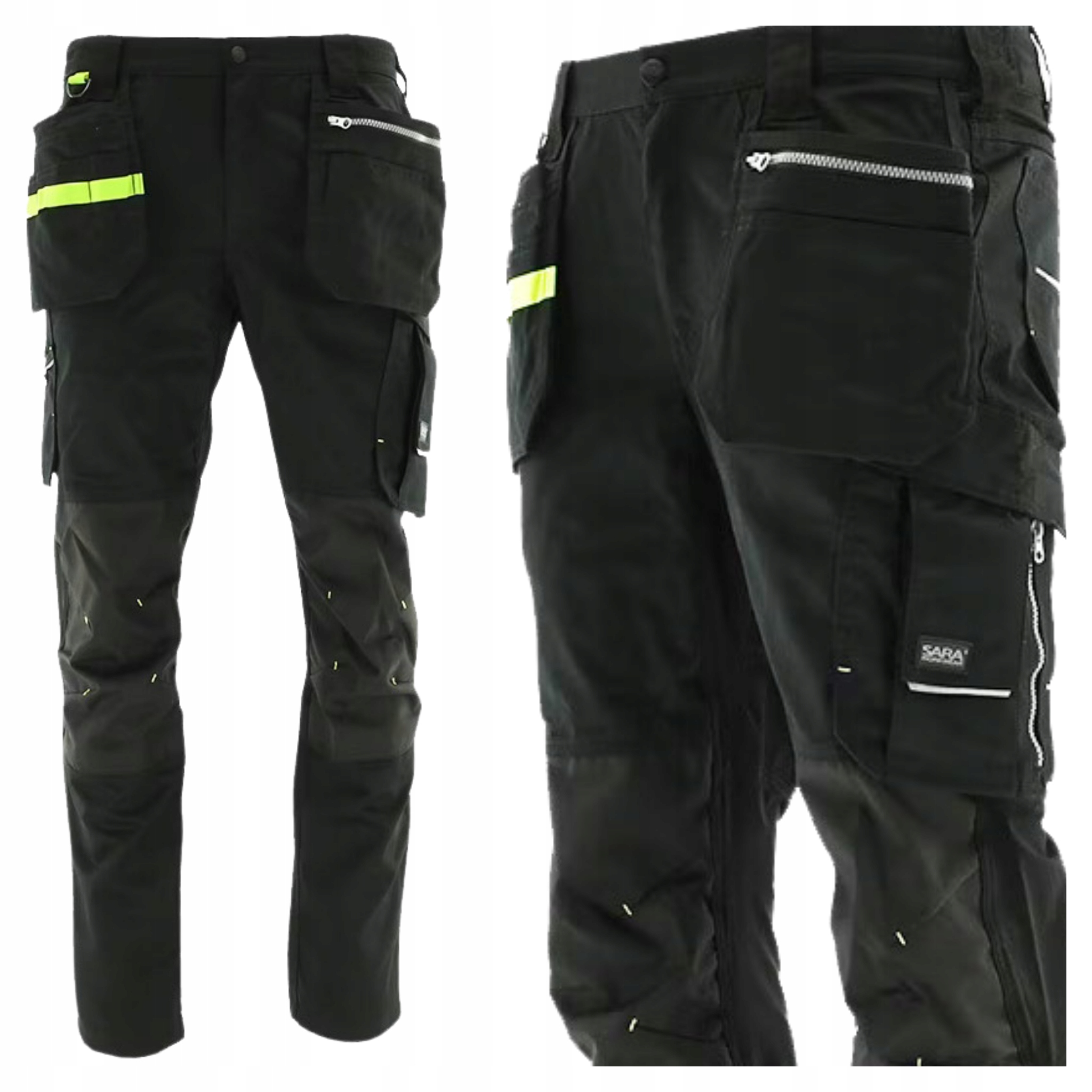 Spodnie Robocze Męskie Monterskie Bhp Mocne Do Pasa Czarne 46