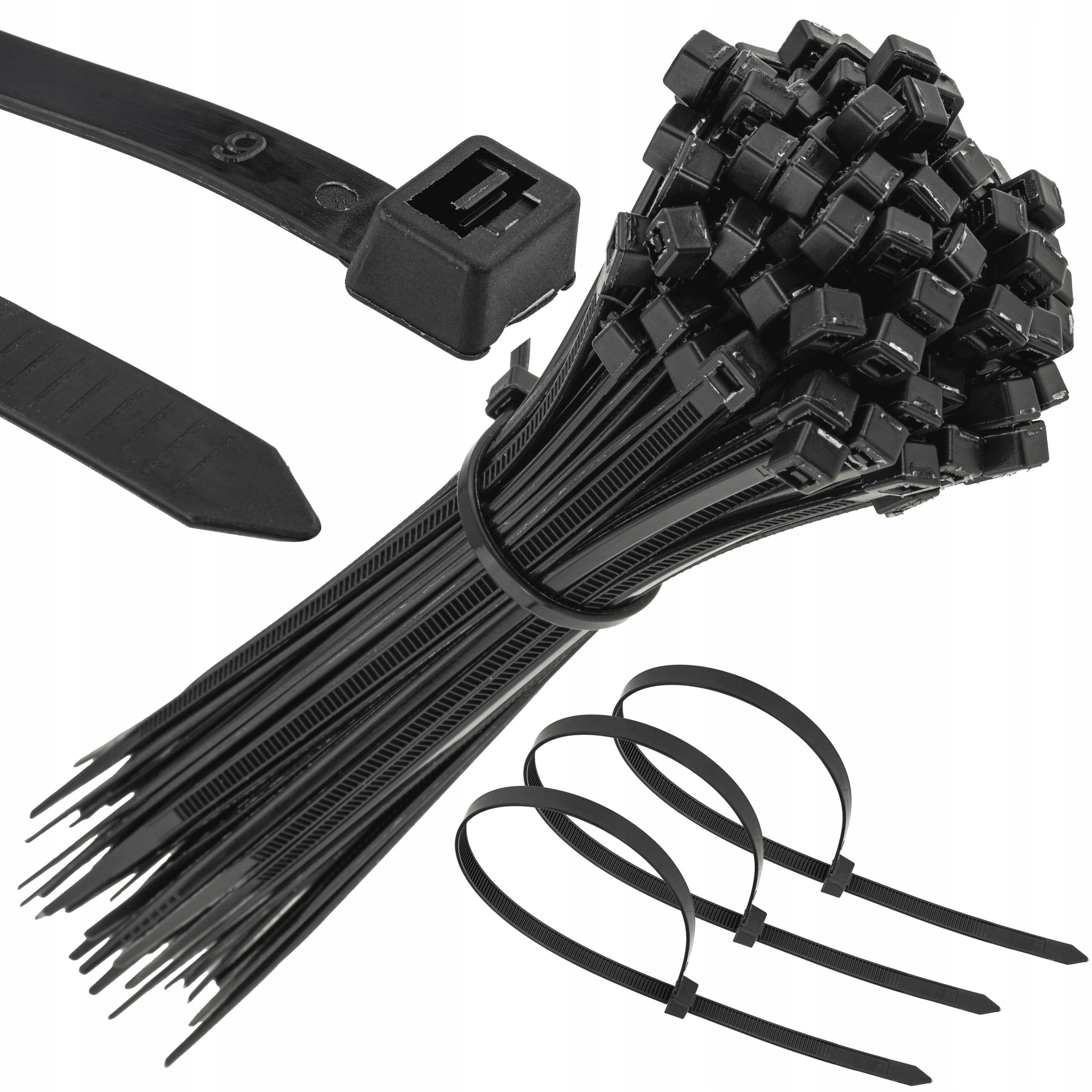 Mocne Opaski Zaciskowe Kablowe Trytki Trytytki Czarne Taśma 1.8X100 100 Szt