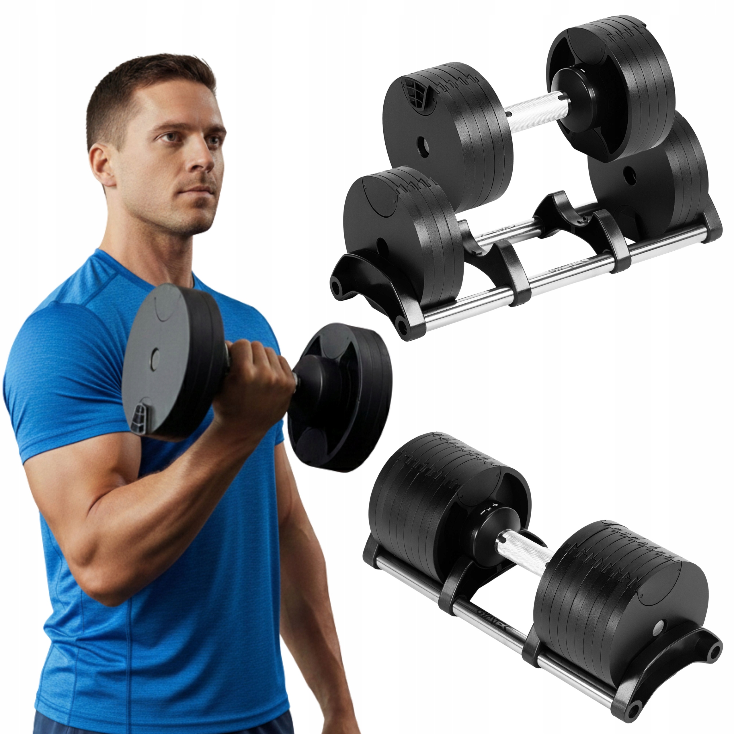 Hantel Regulowany Do Ćwiczeń Zestaw 9 Talerzy W Zakresie 2-32KG Gymtek