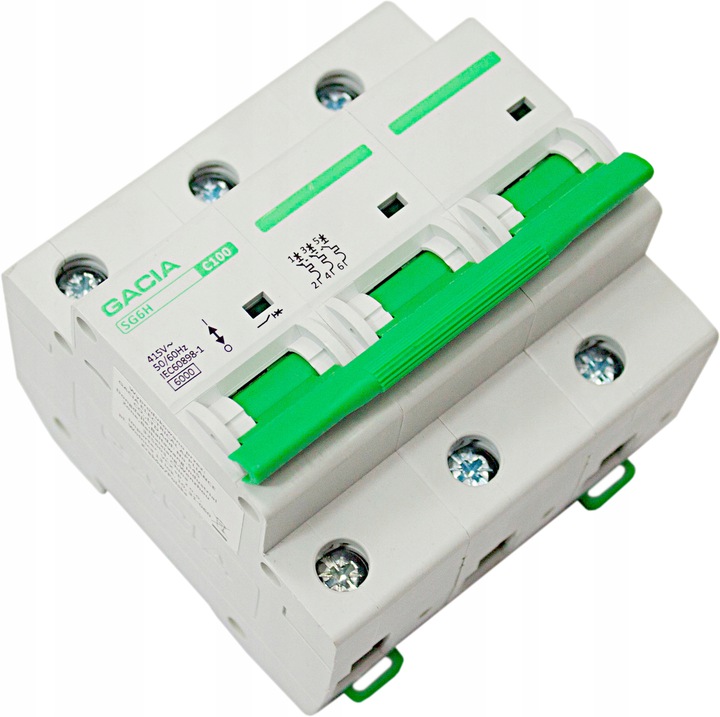 

Wyłącznik Nadprądowy Bezpiecznik C100A 6kA Gacia