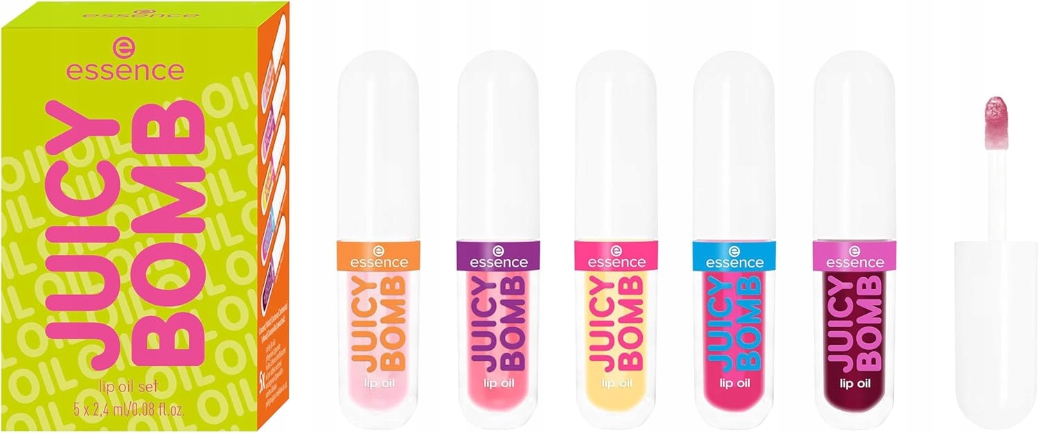 essence Juicy Bomb 5 olejů na rty tropický lesklý set