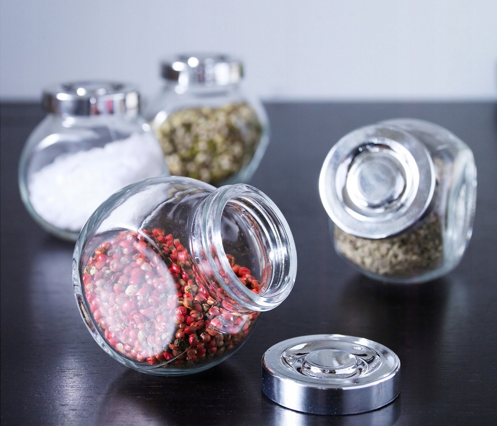 IKEA RAJTAN SŁOICZKI NA PRZYPRAWY, pojemniki, 4szt Kolor przezroczysty