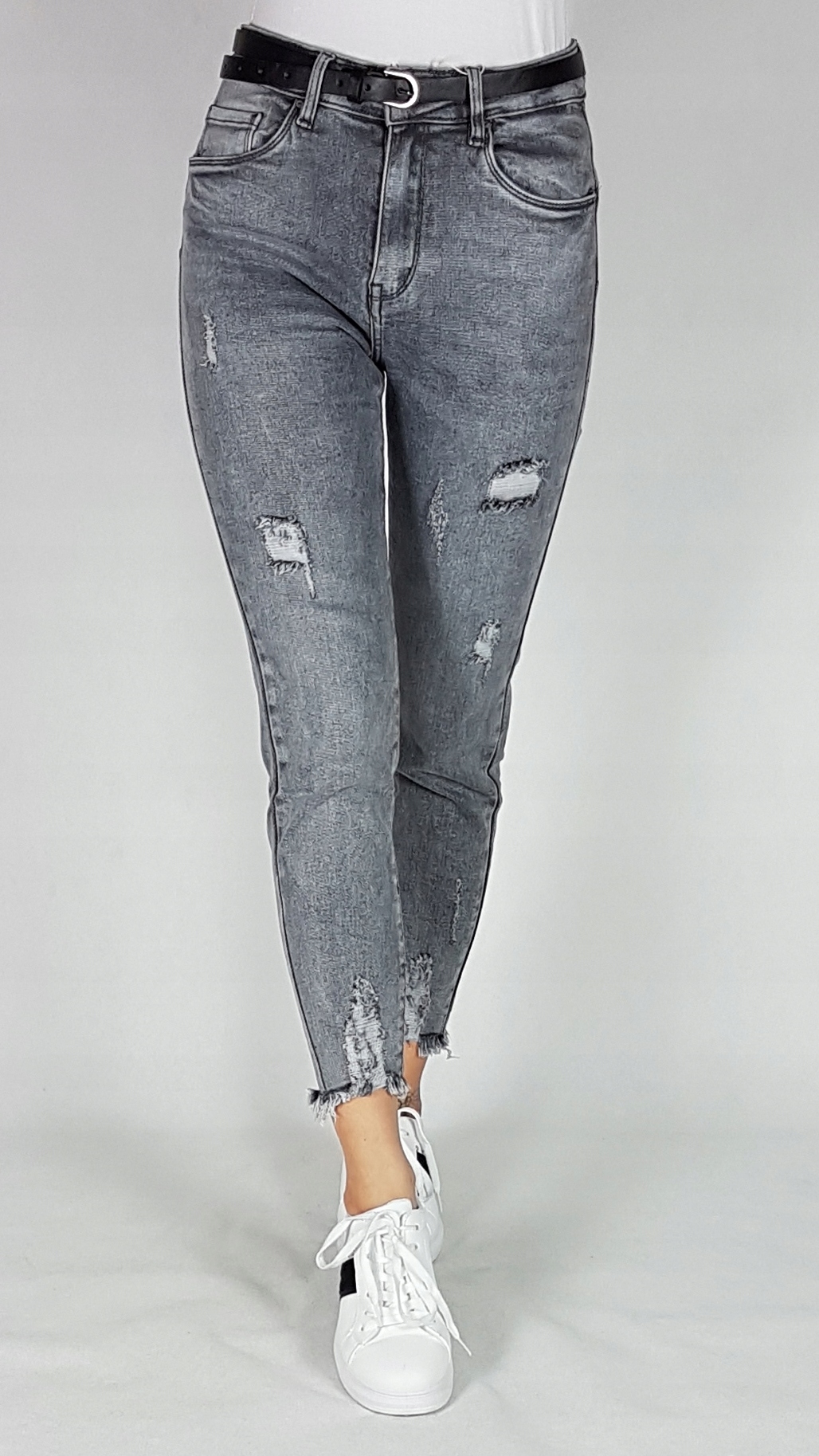 Брюки джинсы серые с отверстиями плюс Размер 38 Midsection (Waist Height) high